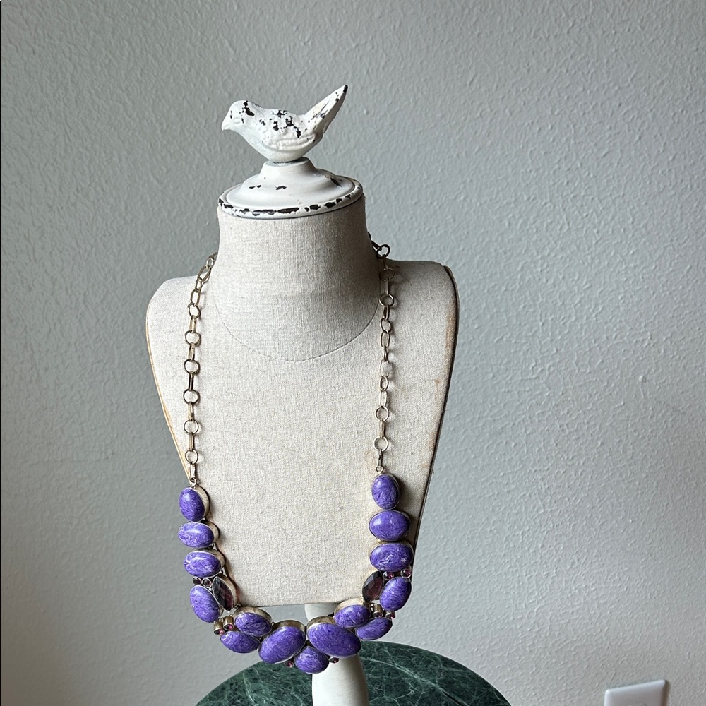 Elegant Purple Stone Statement Necklace Festival, Coastal Cowgirl